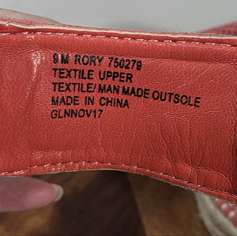 Daisy Fuentes Rory Coral Wedge Sandals Size 9 Faux Suede Espadrilles